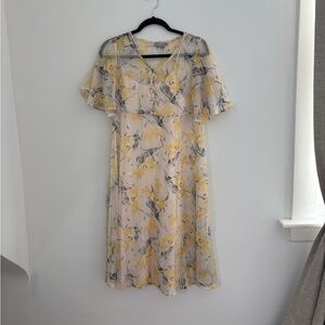 Franca Floral Yellow and Gray Women's Dress XS